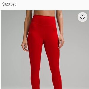 Sleek Weightless Red High-Waisted Leggings - Lululemon - 25”